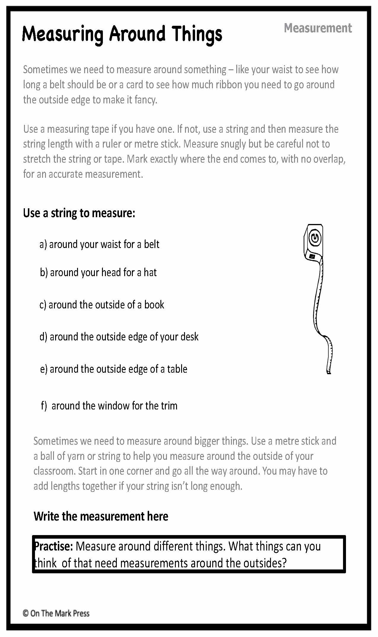 Canadian Measurement Lesson Plans & Activities Grade 2