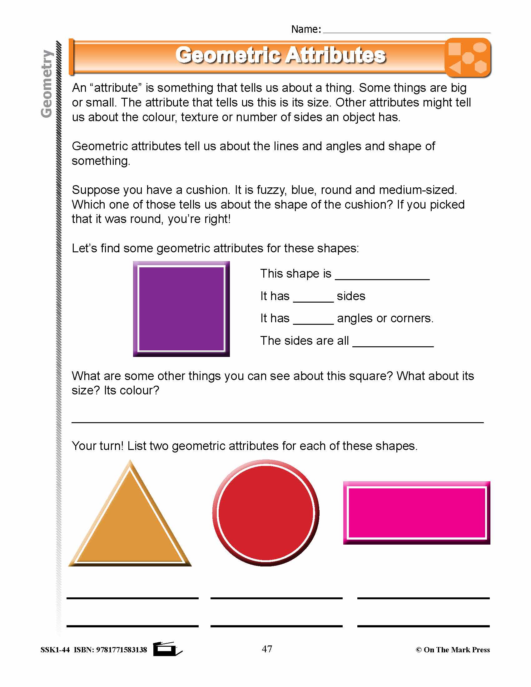 Canadian Geometry Lesson Plans & Activities Grade 2