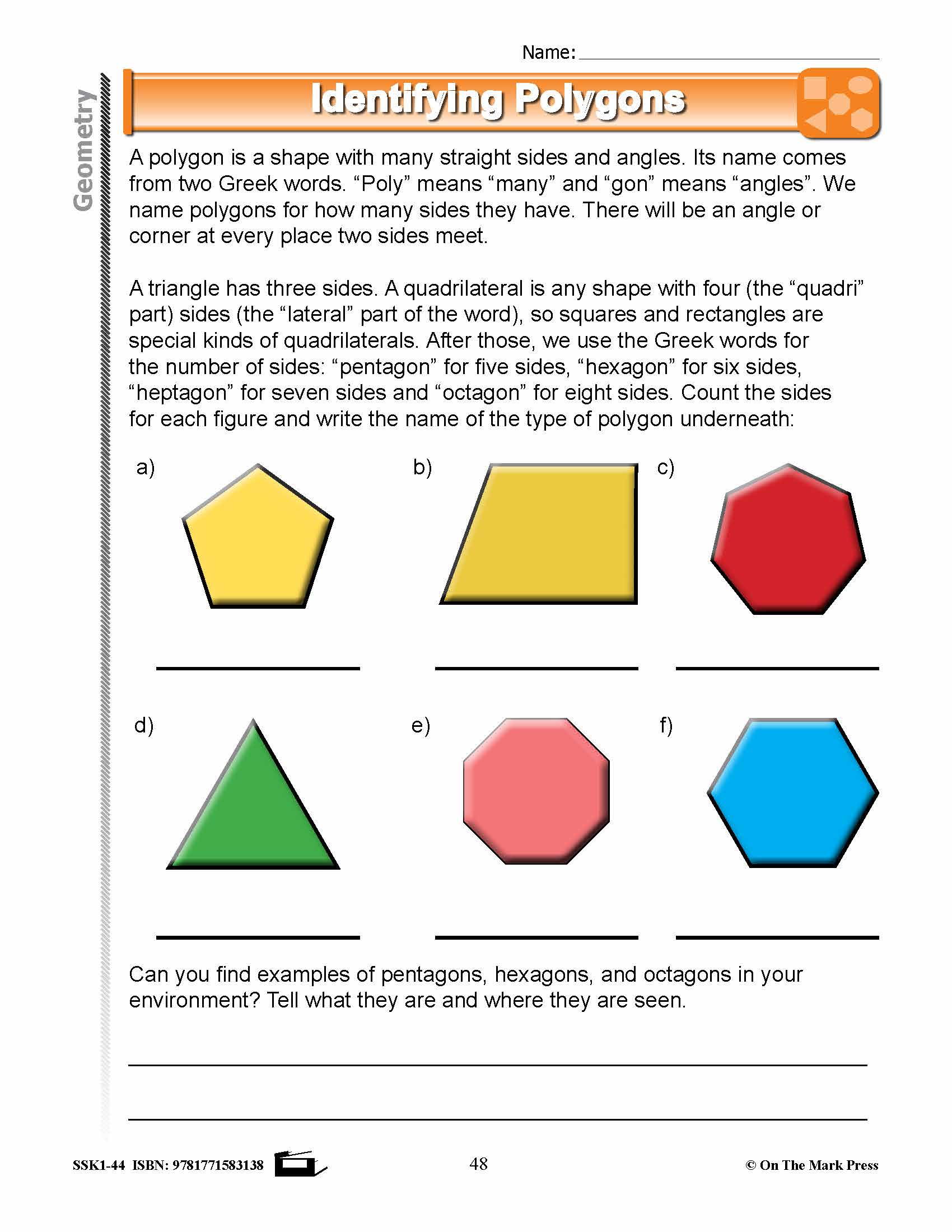 Canadian Geometry Lesson Plans & Activities Grade 2