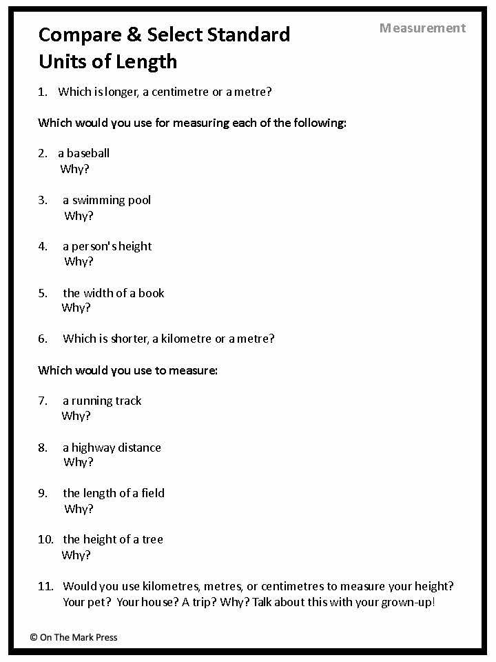 Canadian Measurement Lesson Plans & Activities Grade 3