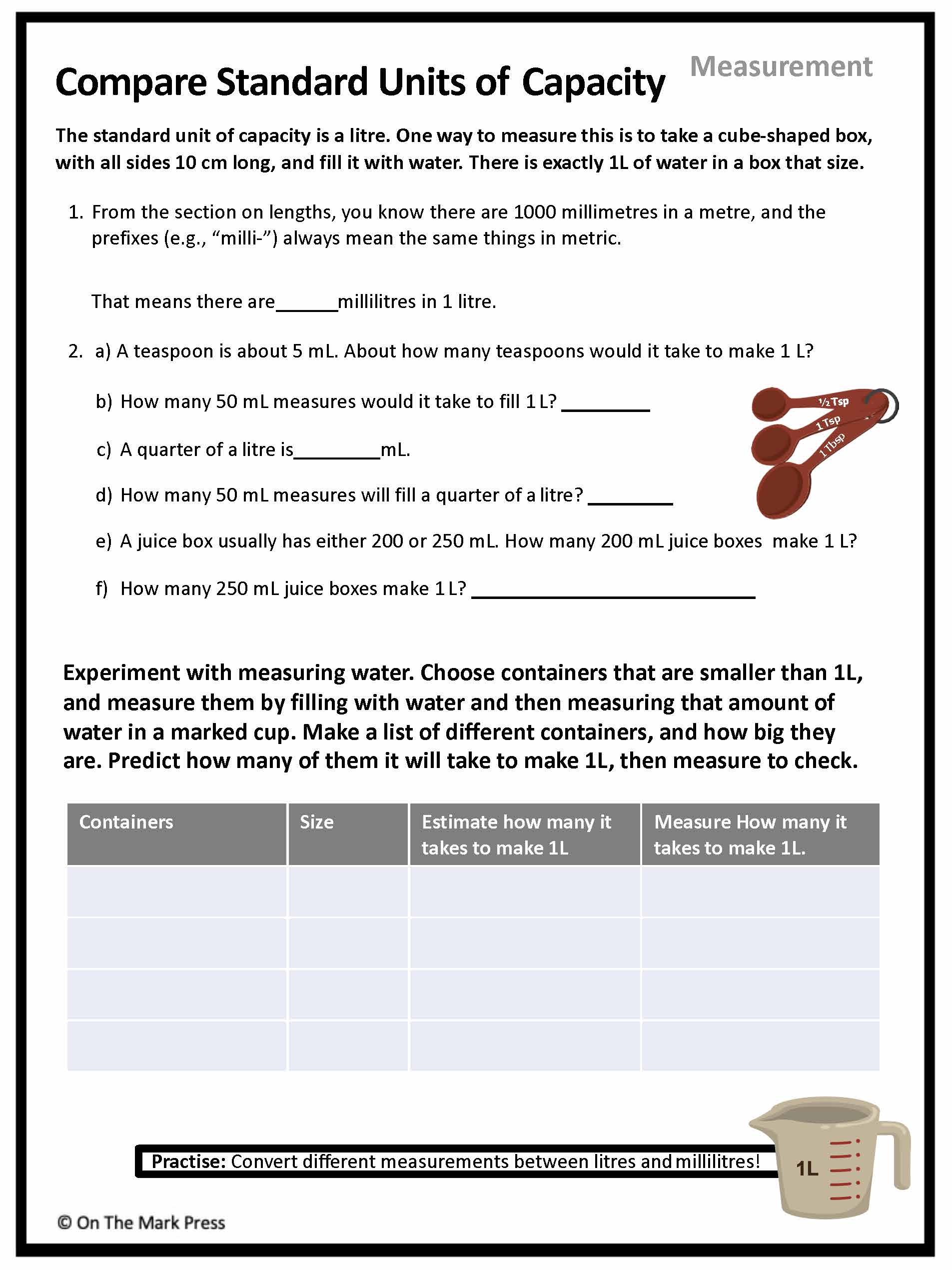 Canadian Measurement Lesson Plans & Activities Grade 4