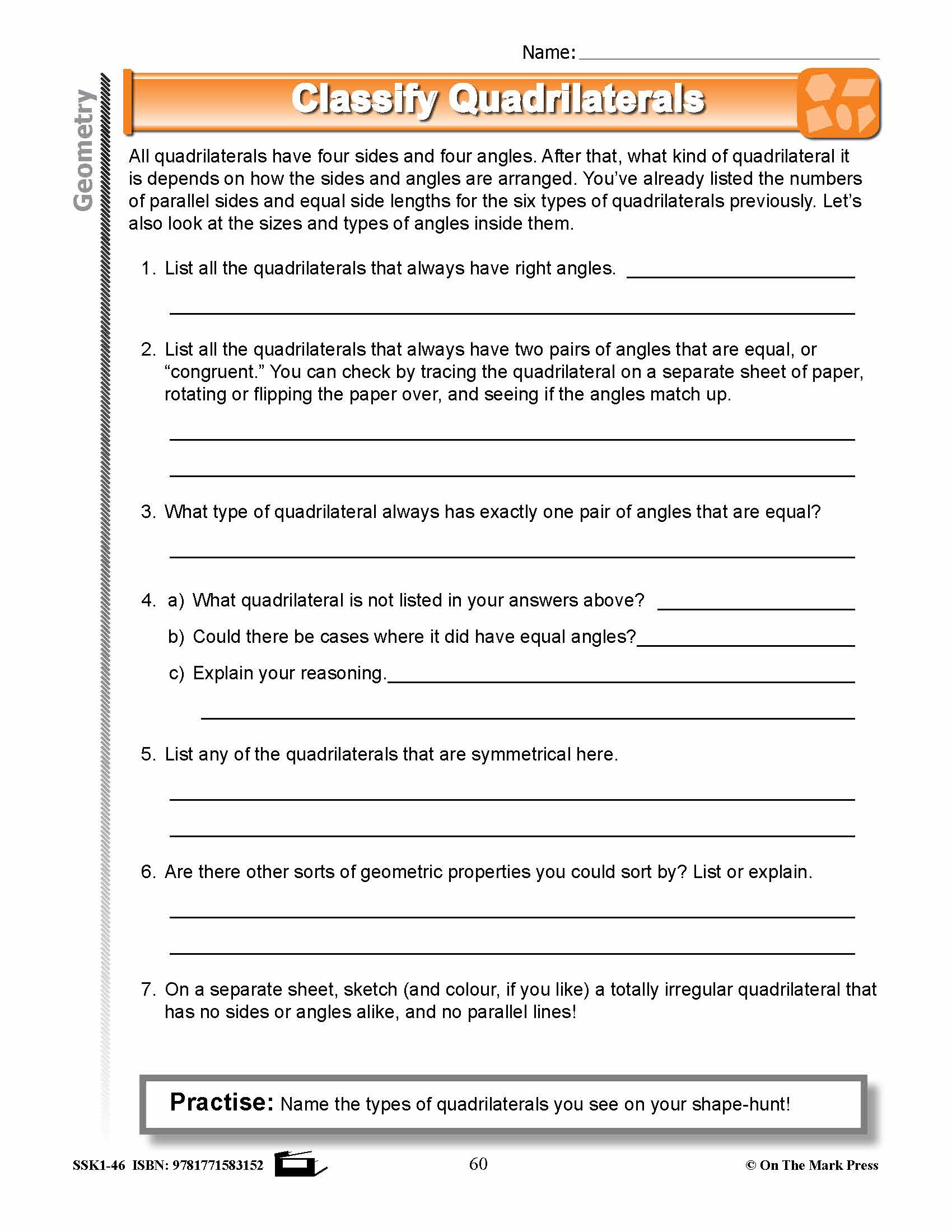 Canadian Geometry Lesson Plans & Activities Grade 4