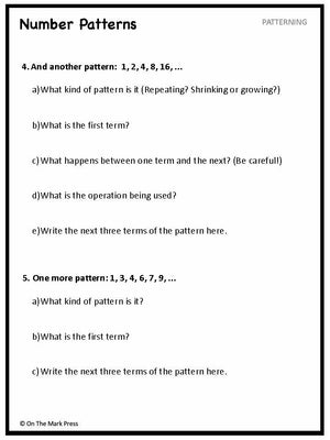 Canadian Patterning Lesson Plans & Activities Grade 4
