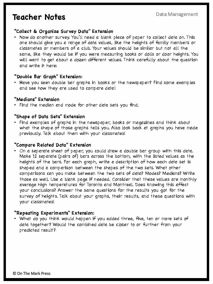 Canadian Data Management Lesson Plans & Activities Grade 4