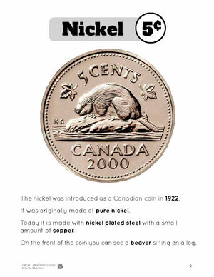 Canadian Money Coin Information Sheets Grades 1-3