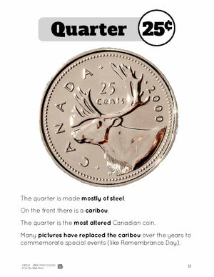 Canadian Money Coin Information Sheets Grades 1-3