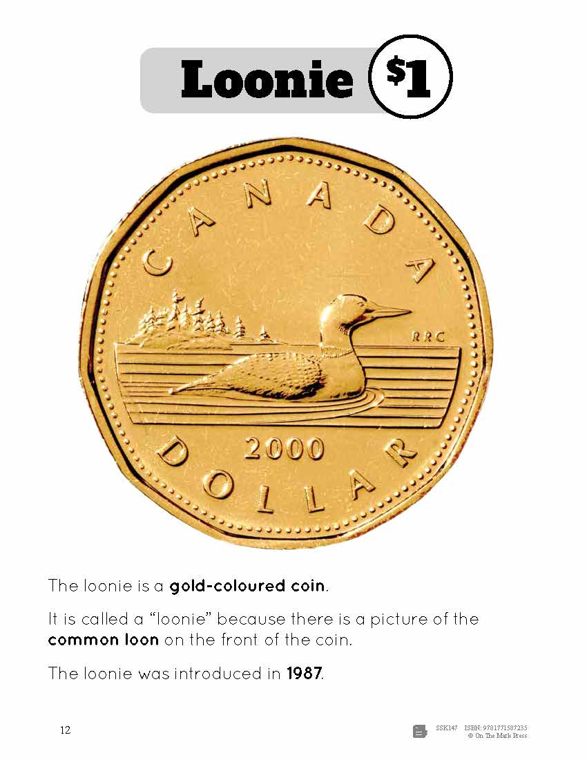 Canadian Money Coin Information Sheets Grades 1-3