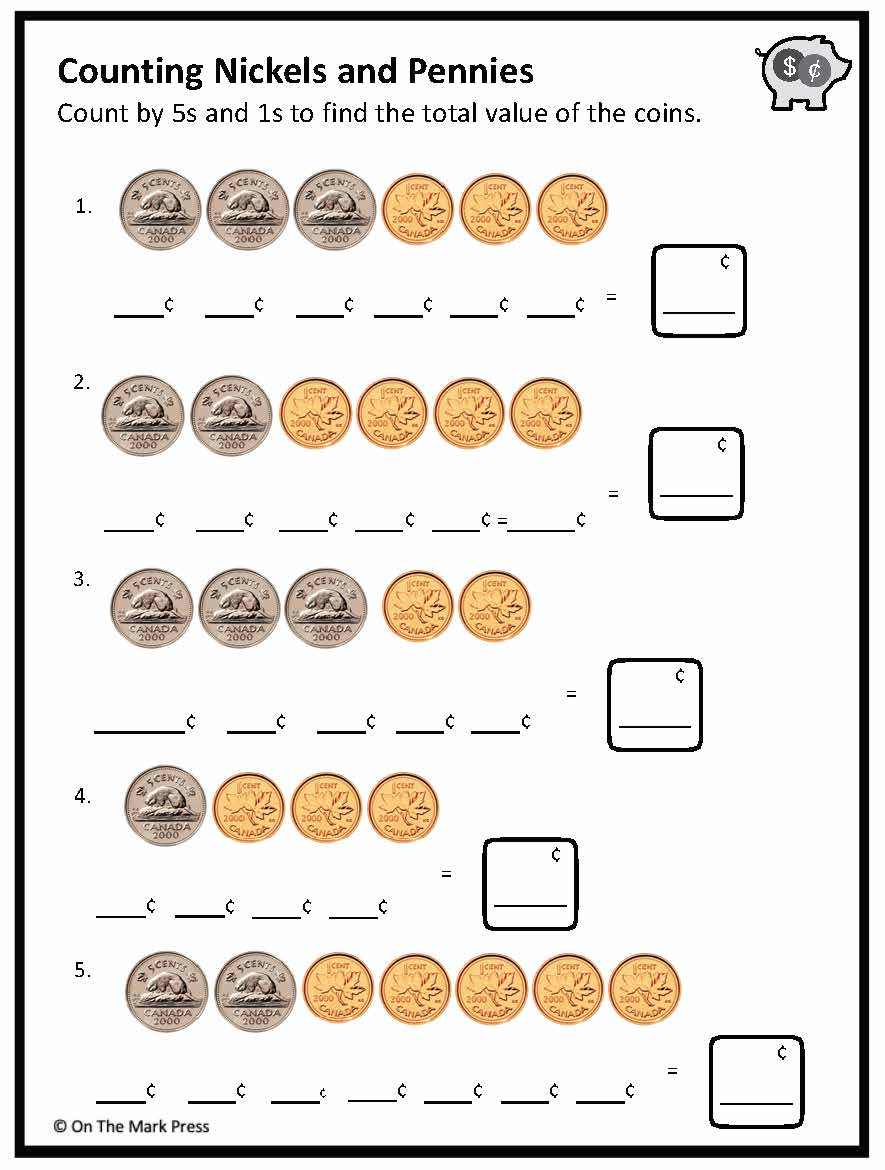 Counting Canadian Money - Coins Grades 1-2