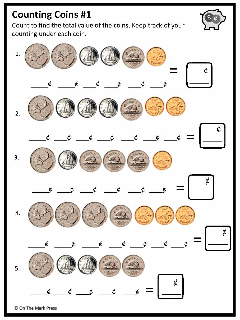 Counting Canadian Money - Coins Grades 1-2