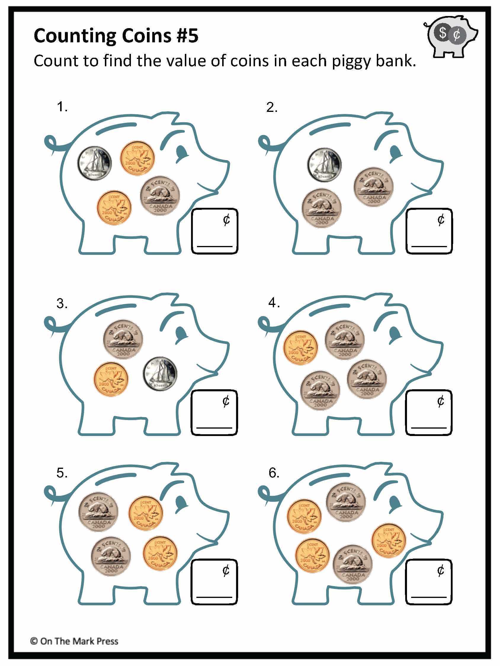 Counting Canadian Money - Coins Grades 1-2
