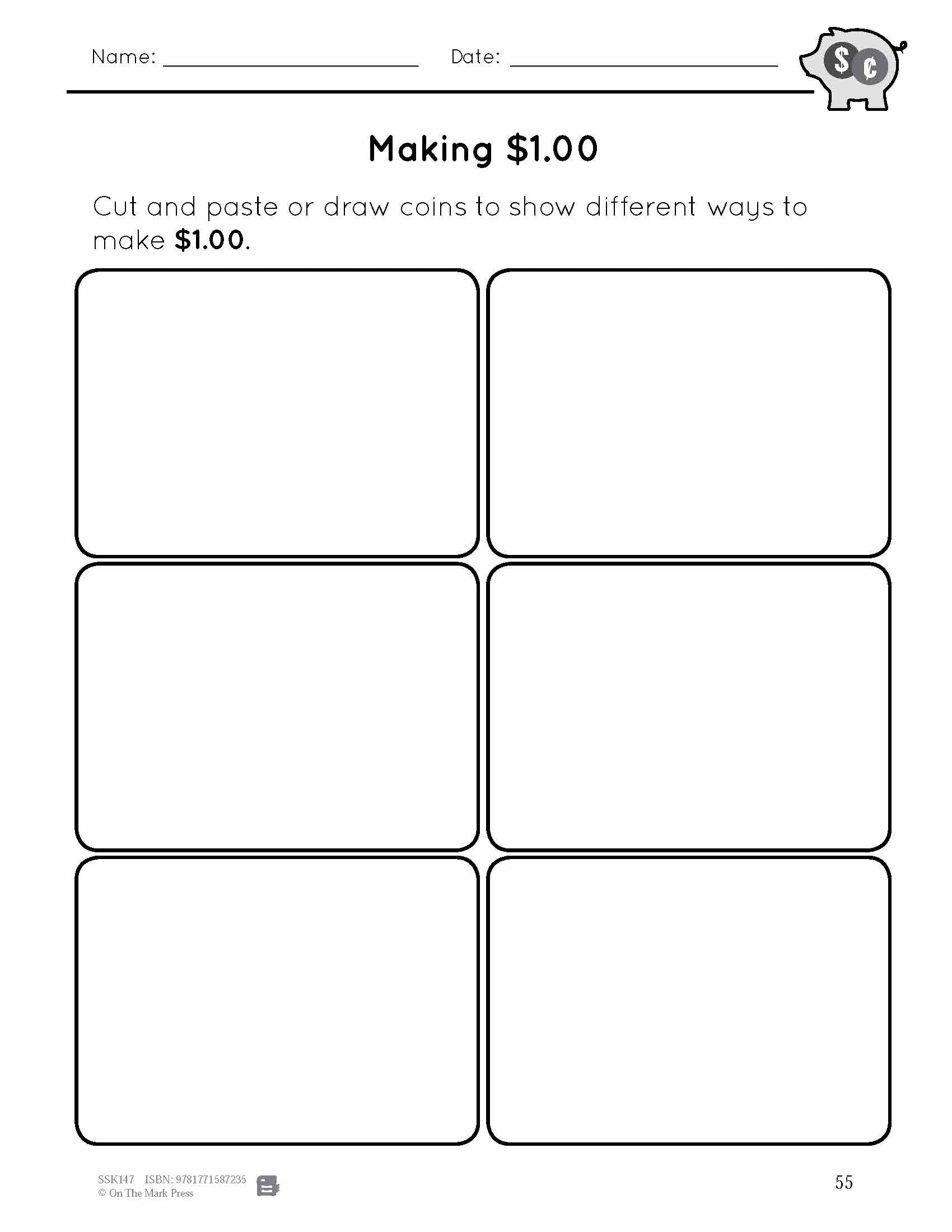 Draw or Paste and Count Canadian Money Grades 1-2