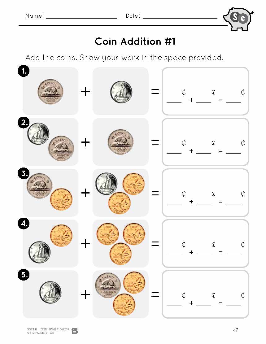 Canadian Money - Coin Addition Grades 1-2