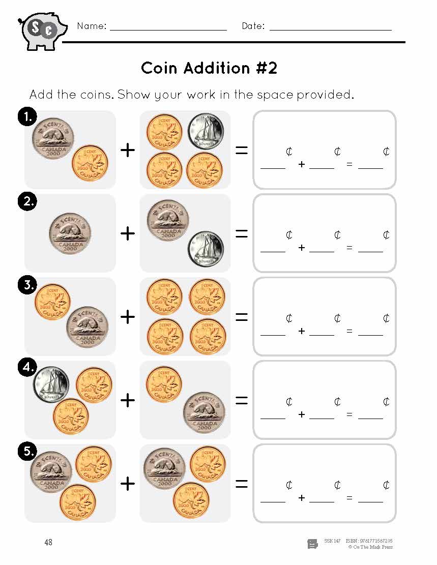 Canadian Money - Coin Addition Grades 1-2