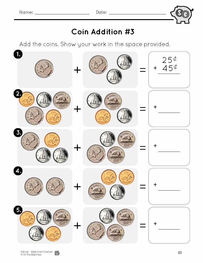 Canadian Money - Coin Addition Grades 1-2