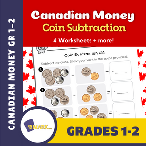 Canadian Money - Coin Subtraction Grades 1-2