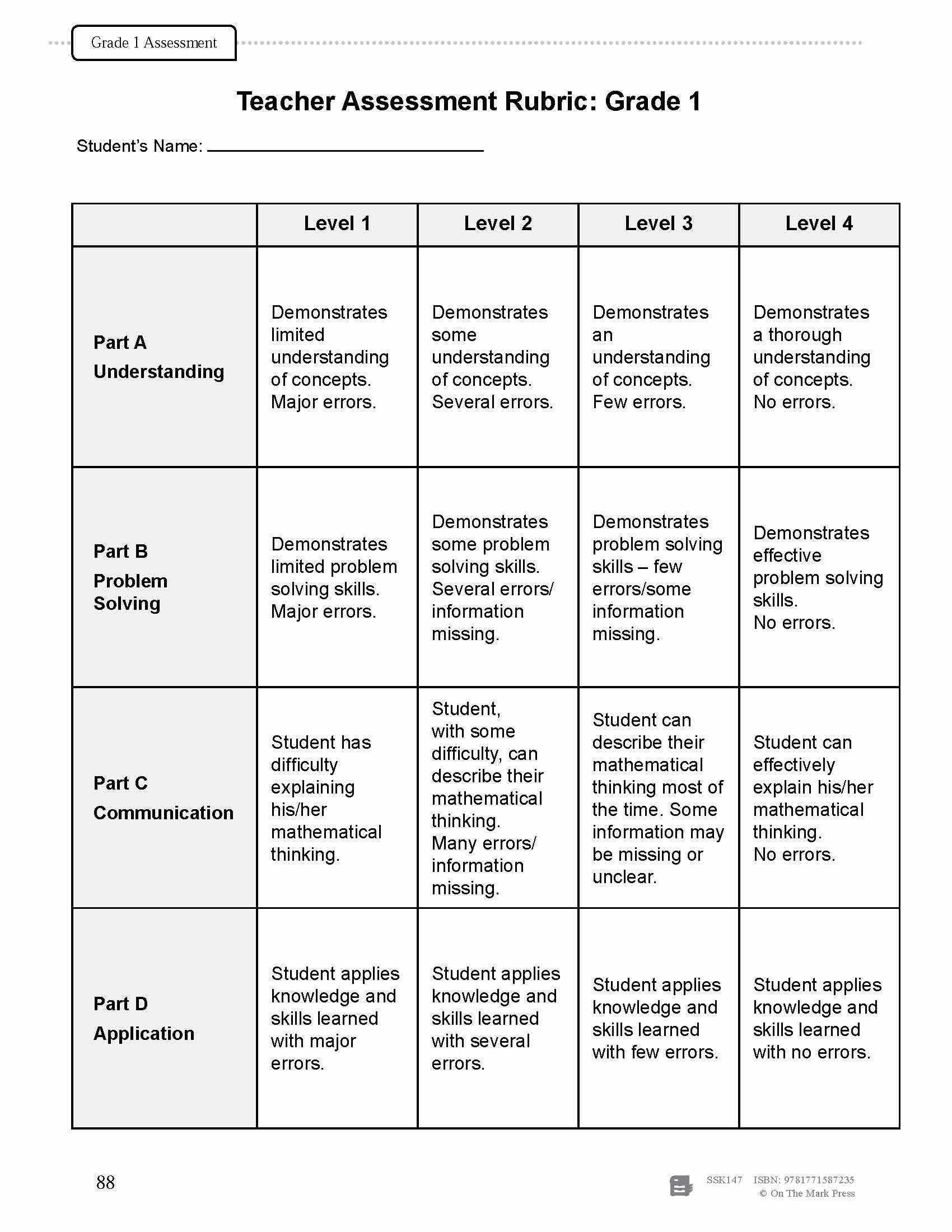 Canadian Money Grade 1 Assessment