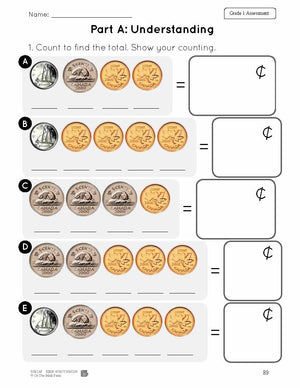 Canadian Money Grade 1 Assessment