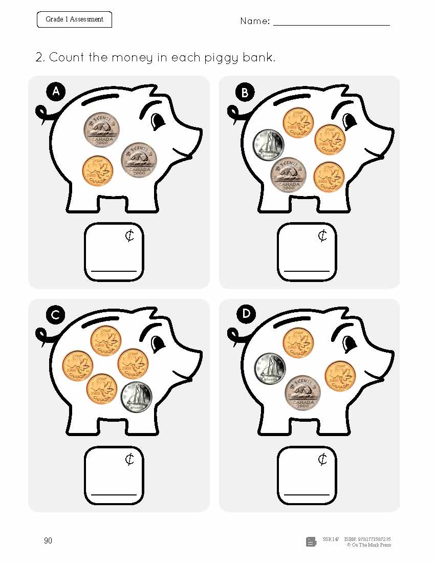 Canadian Money Grade 1 Assessment
