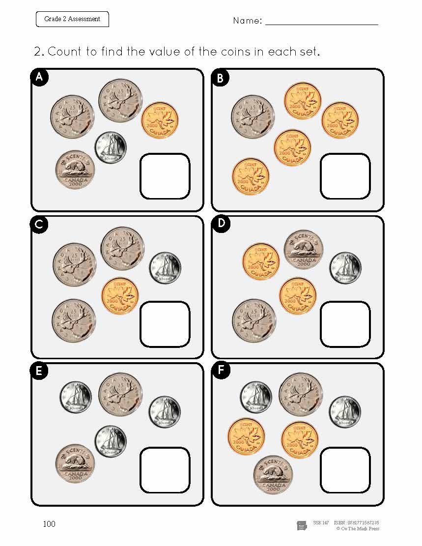 Canadian Money Grade 2 Assessment