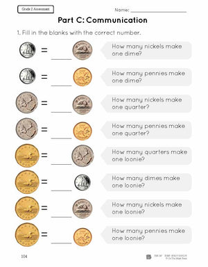 Canadian Money Grade 2 Assessment