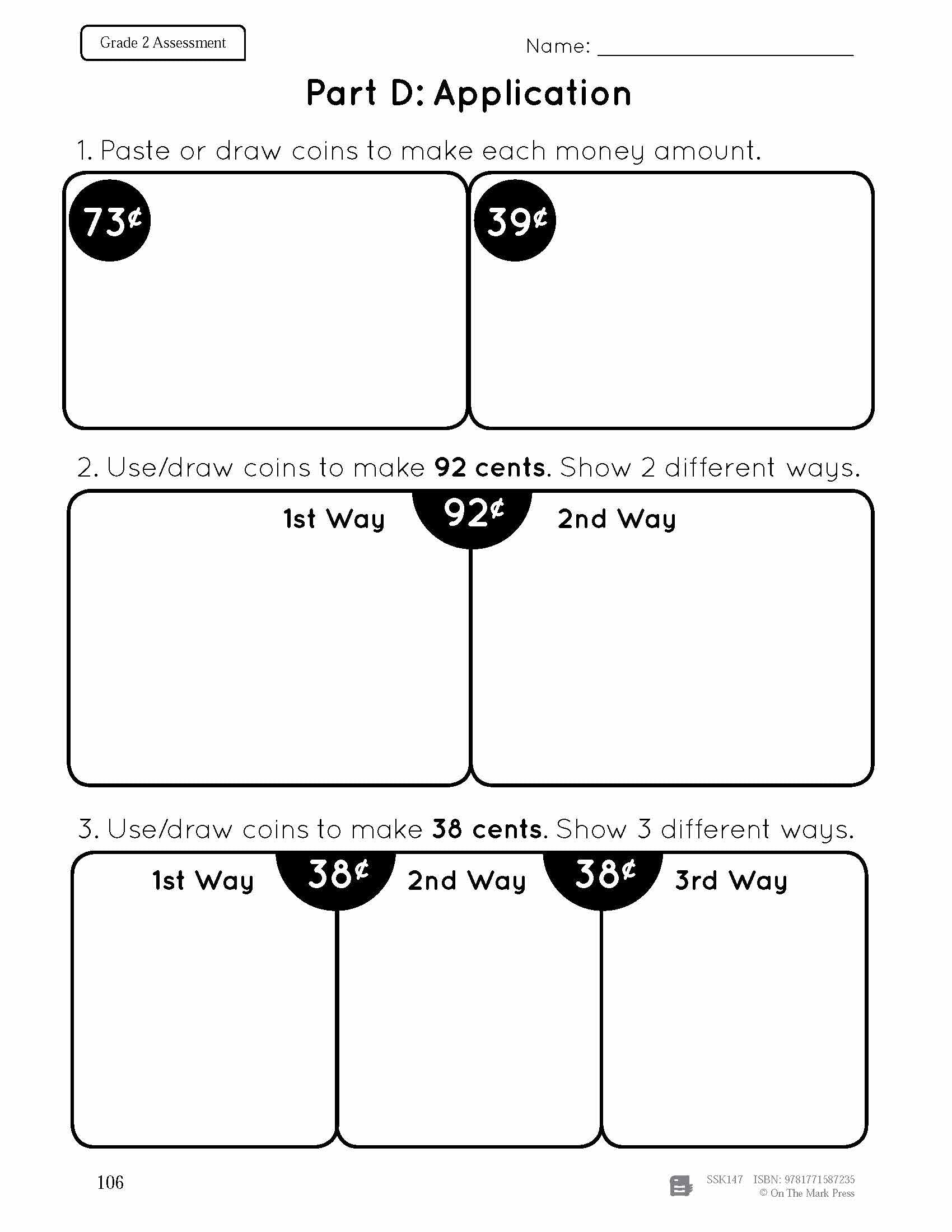 Canadian Money Grade 2 Assessment