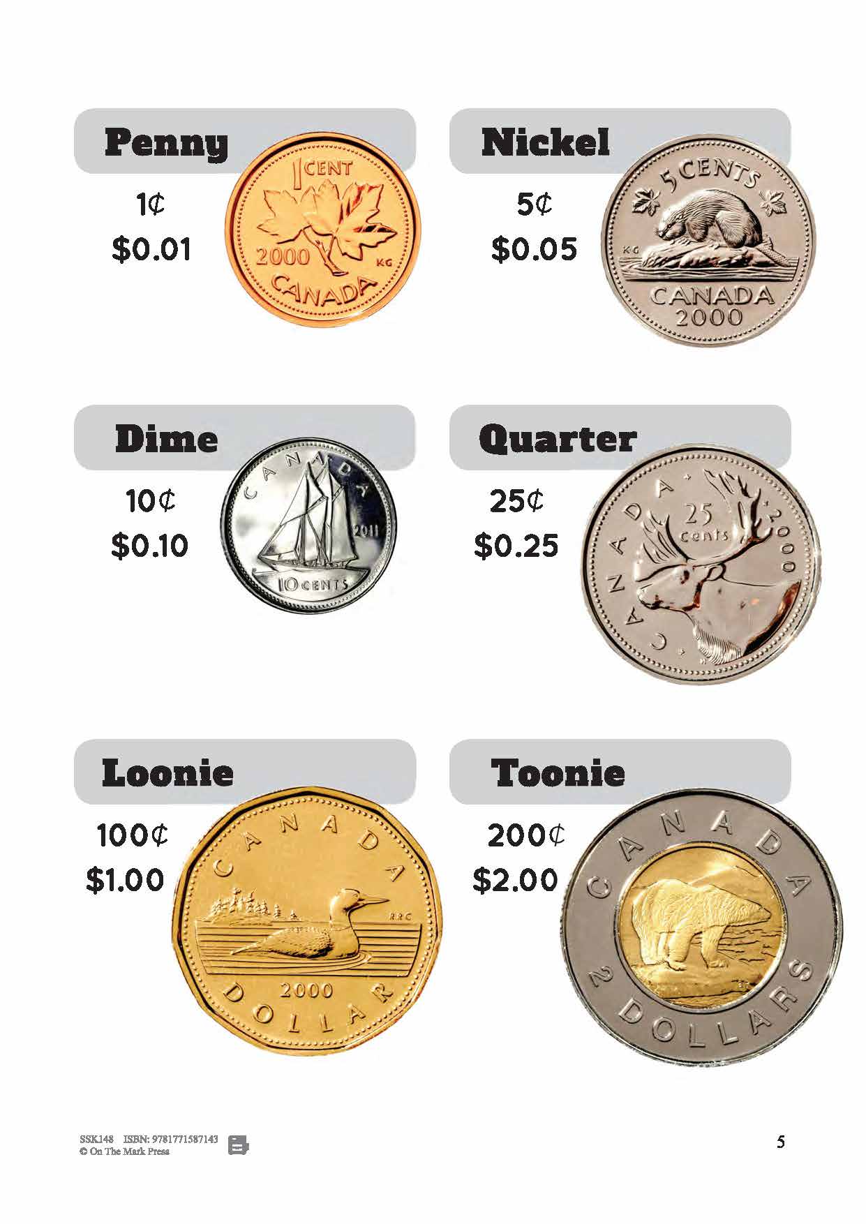 Canadian Money & Their Values Grades 3-4