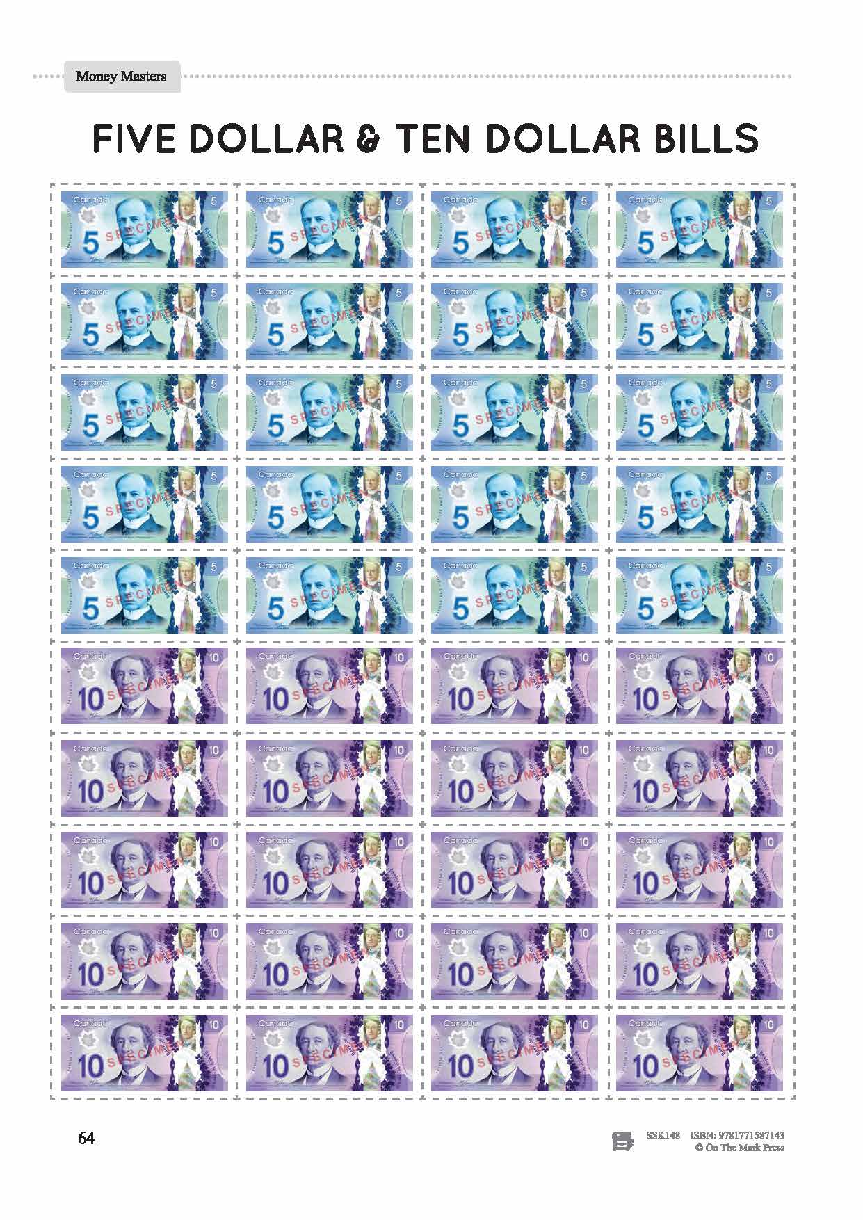 Canadian Money: Show Me the Money Grade 4: 4 Worksheets & Money Masters