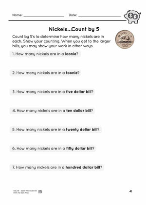 Counting Nickels, Dimes, & Quarters with Canadian Money - 4 Worksheets & Money Masters Grade 3
