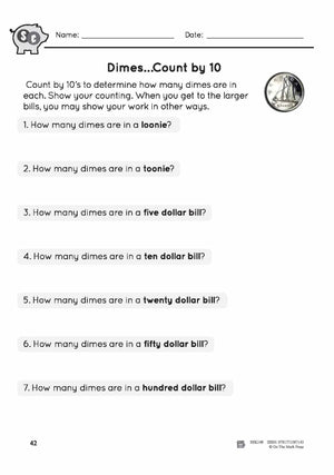 Counting Nickels, Dimes, & Quarters with Canadian Money - 4 Worksheets & Money Masters Grade 3