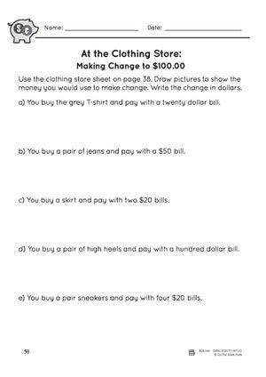 Making Change to $100 with Canadian Money - 3 Worksheets Grades 3-4