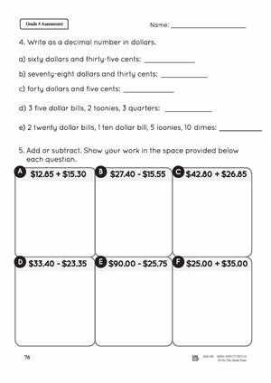 Canadian Money Grade 4 Assessment Activities