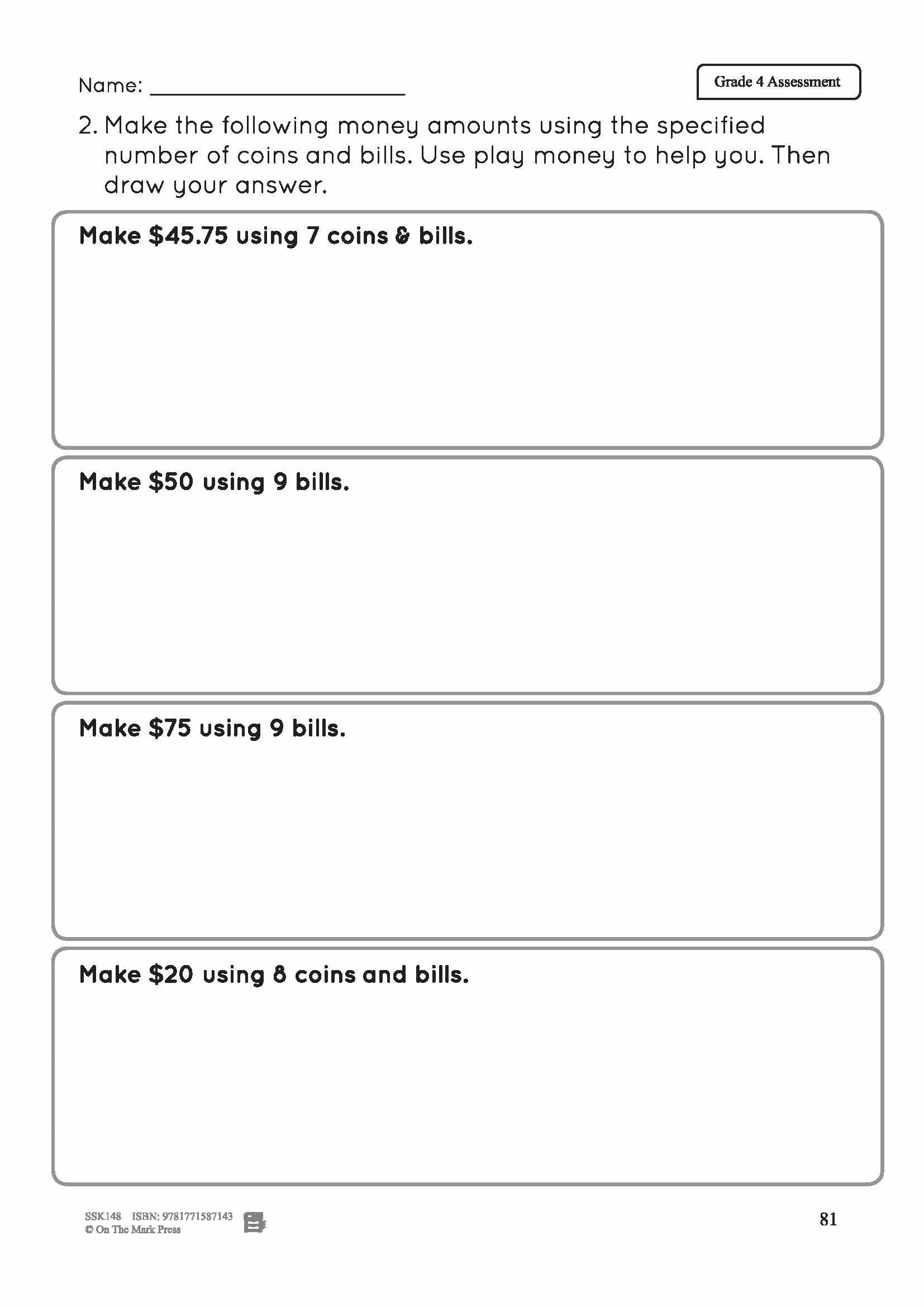 Canadian Money Assessments Grade 3 & 4 Bundle