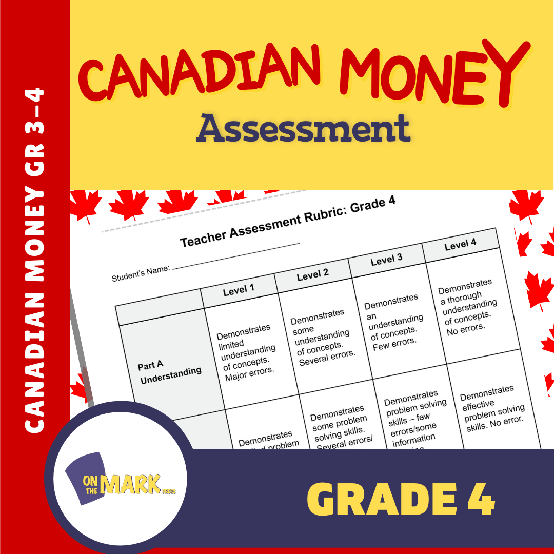 Canadian Money Grade 4 Assessment Activities