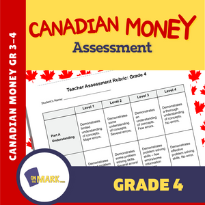Canadian Money Grade 4 Assessment Activities