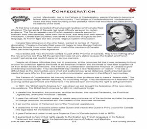 Canadian Government Lessons: Confederation Grades 5+