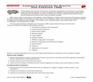 Canadian Government Lessons: Canada's Constitution & Canada's Charter of Rights and Freedoms 1982 Grades 5+