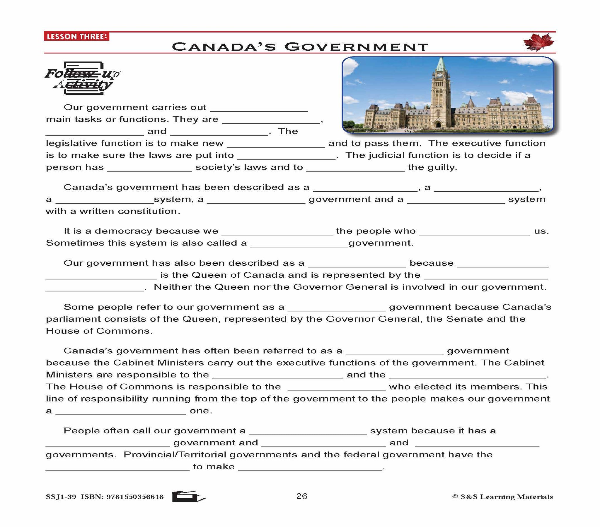 Canadian Government Lessons: Canada's Government Grades 5+