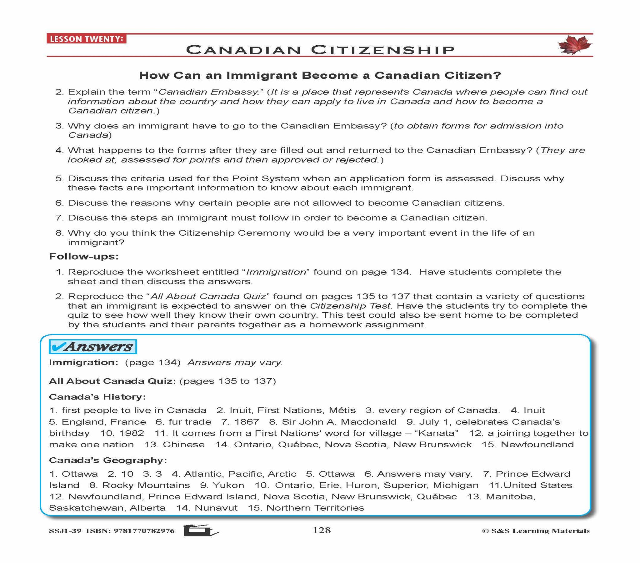 Canadian Government Lessons: Canadian Citizenship Grades 5+