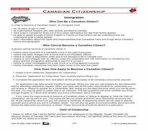 Canadian Government Lessons: Canadian Citizenship Grades 5+