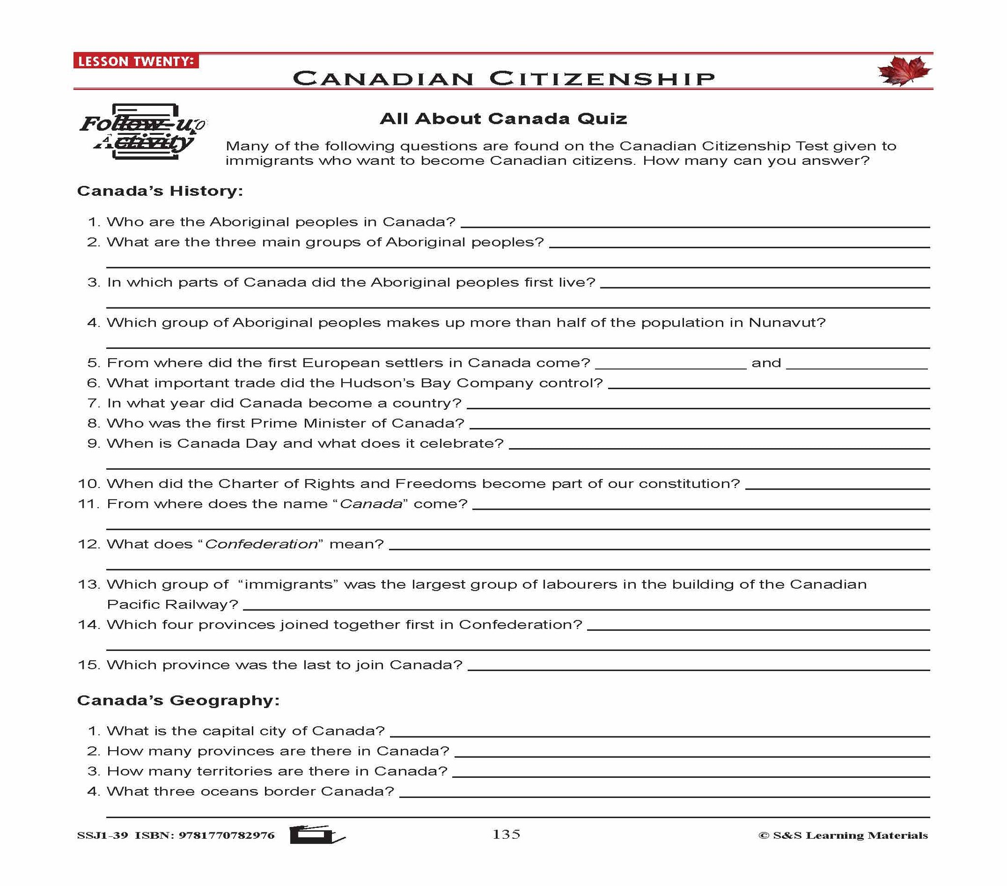 Canadian Government Lessons: Canadian Citizenship Grades 5+