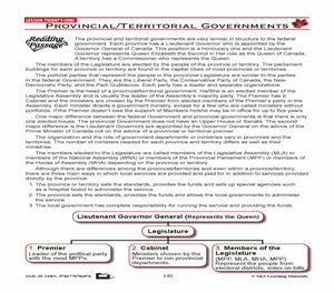 Canadian Government Lessons: Provincial/Territorial Governments Grades 5+