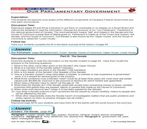Canadian Government Lesson: Our Parliment Grades 5+