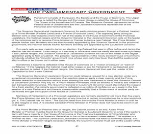 Canadian Government Lesson: Our Parliment Grades 5+