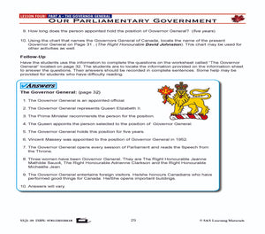 Canadian Government Lesson: Our Parliamentary Government Grades 5+