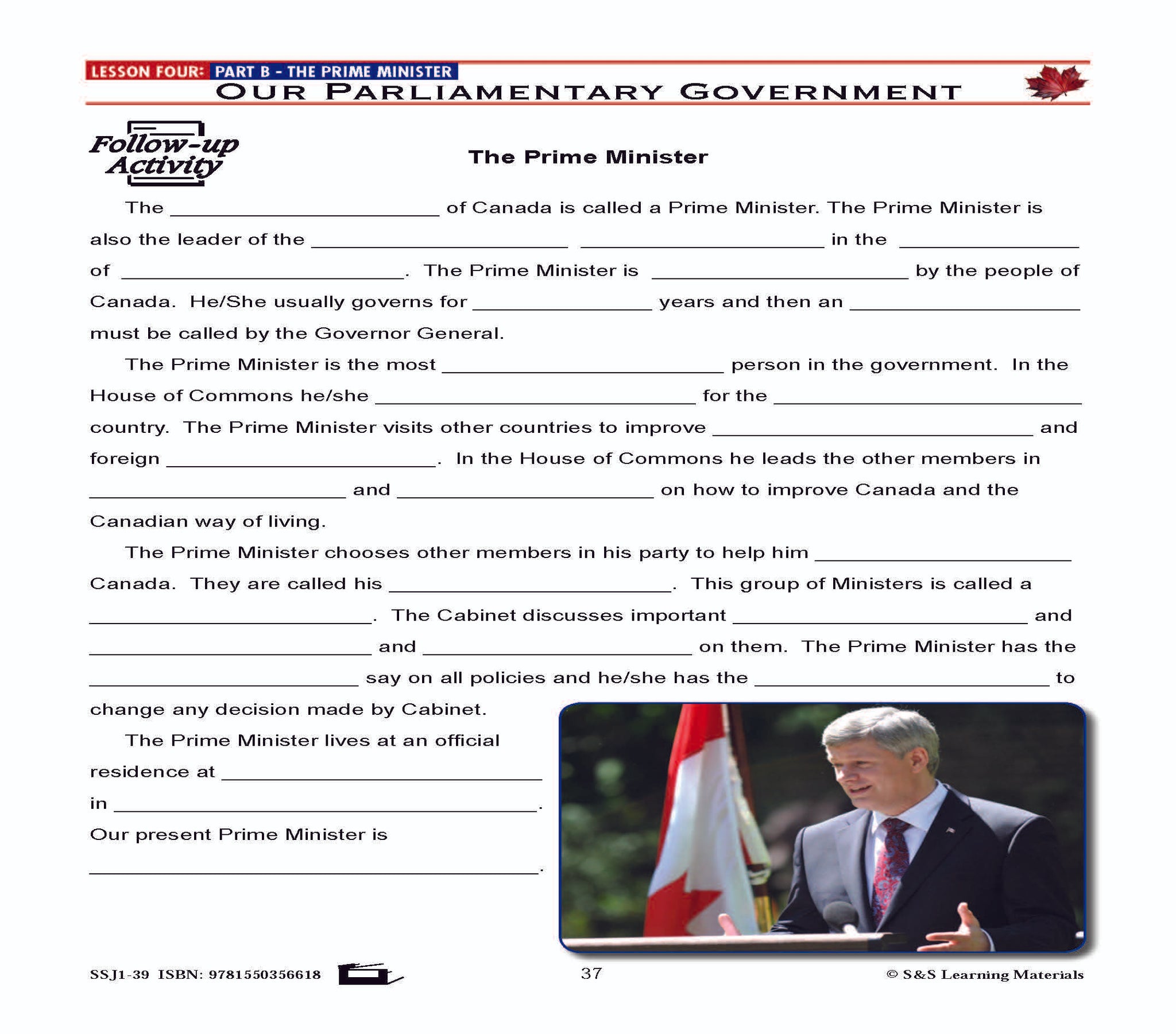 Canadian Government Lesson: Our Parliamentary Government Grades 5+