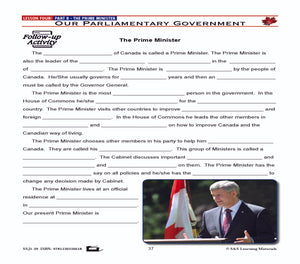 Canadian Government Lesson: Our Parliamentary Government Grades 5+
