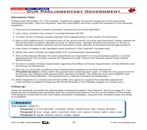 Canadian Government Lesson: Our Parliamentary Government Grades 5+
