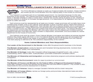 Canadian Government Lesson: Our Parliamentary Government Grades 5+
