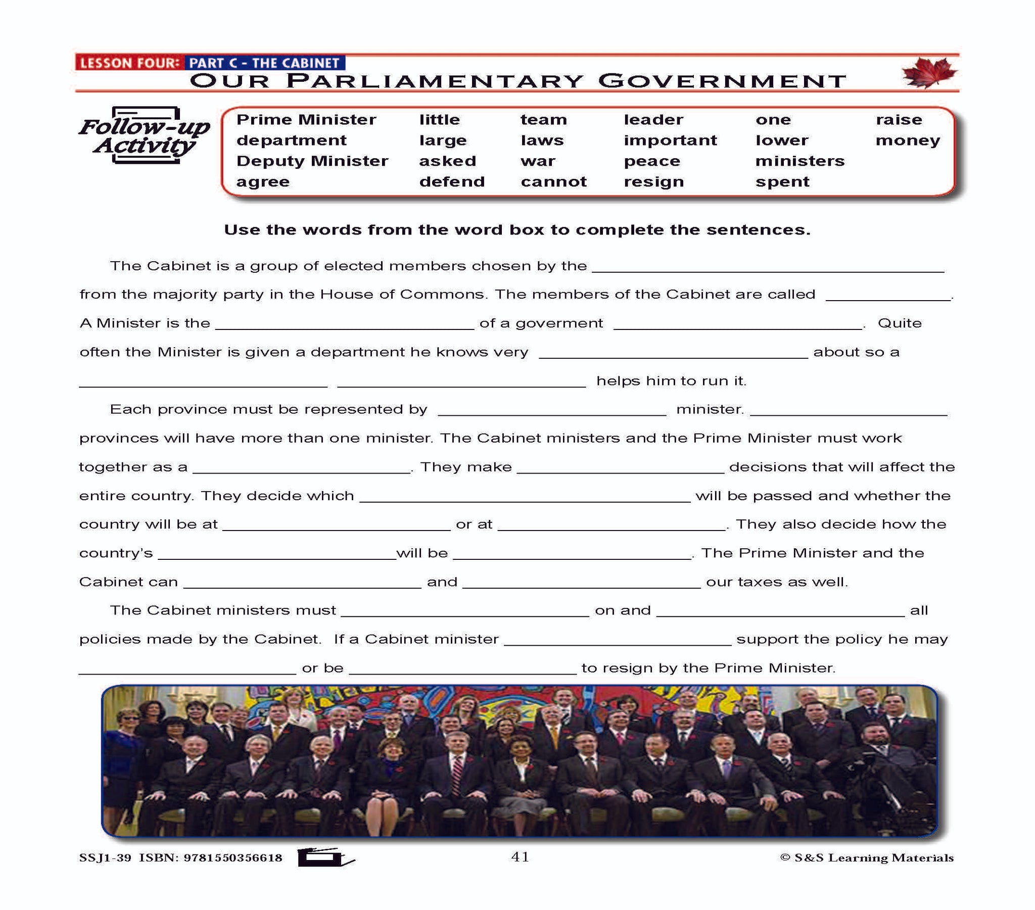 Canadian Government Lesson: Our Parliamentary Government Grades 5+