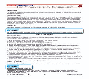 Canadian Government Lesson: Our Parliamentary Government Grades 5+